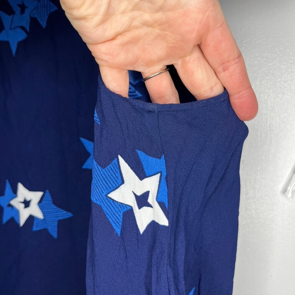 See By Chloe Womens Short Tank Set 10 Blue Viscose Bermuda Lined Stars Relaxed - Picture 9 of 16